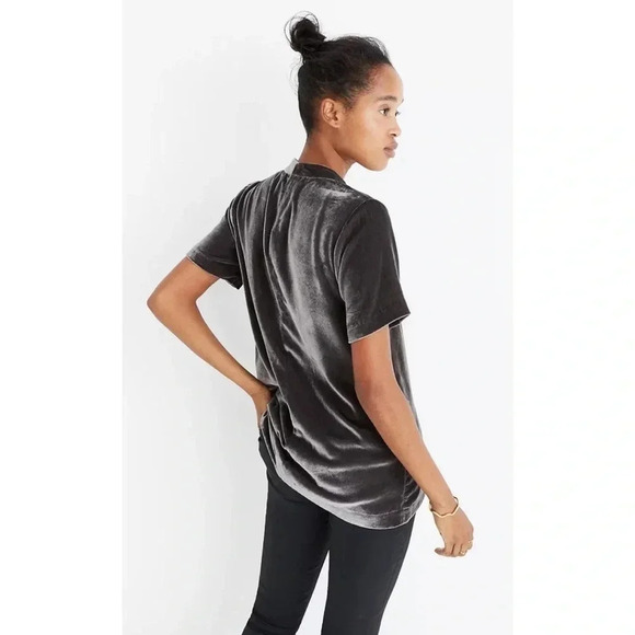 Madewell Short Sleeve Velvet Choker Top Size Small - Picture 3 of 10